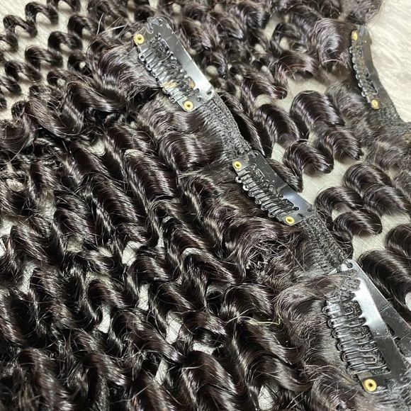 Brand New 16” clip in human hair extensions, kinky curly natural black - Picture 7 of 7